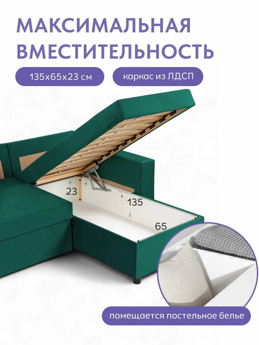 Угловой Дуглас зеленый велюр 77400587 - миниатюра 6