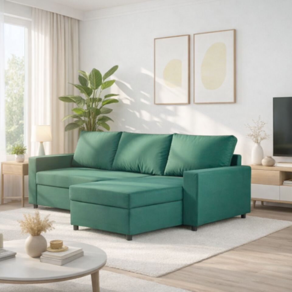 Угловой Дуглас зеленый велюр 77400587