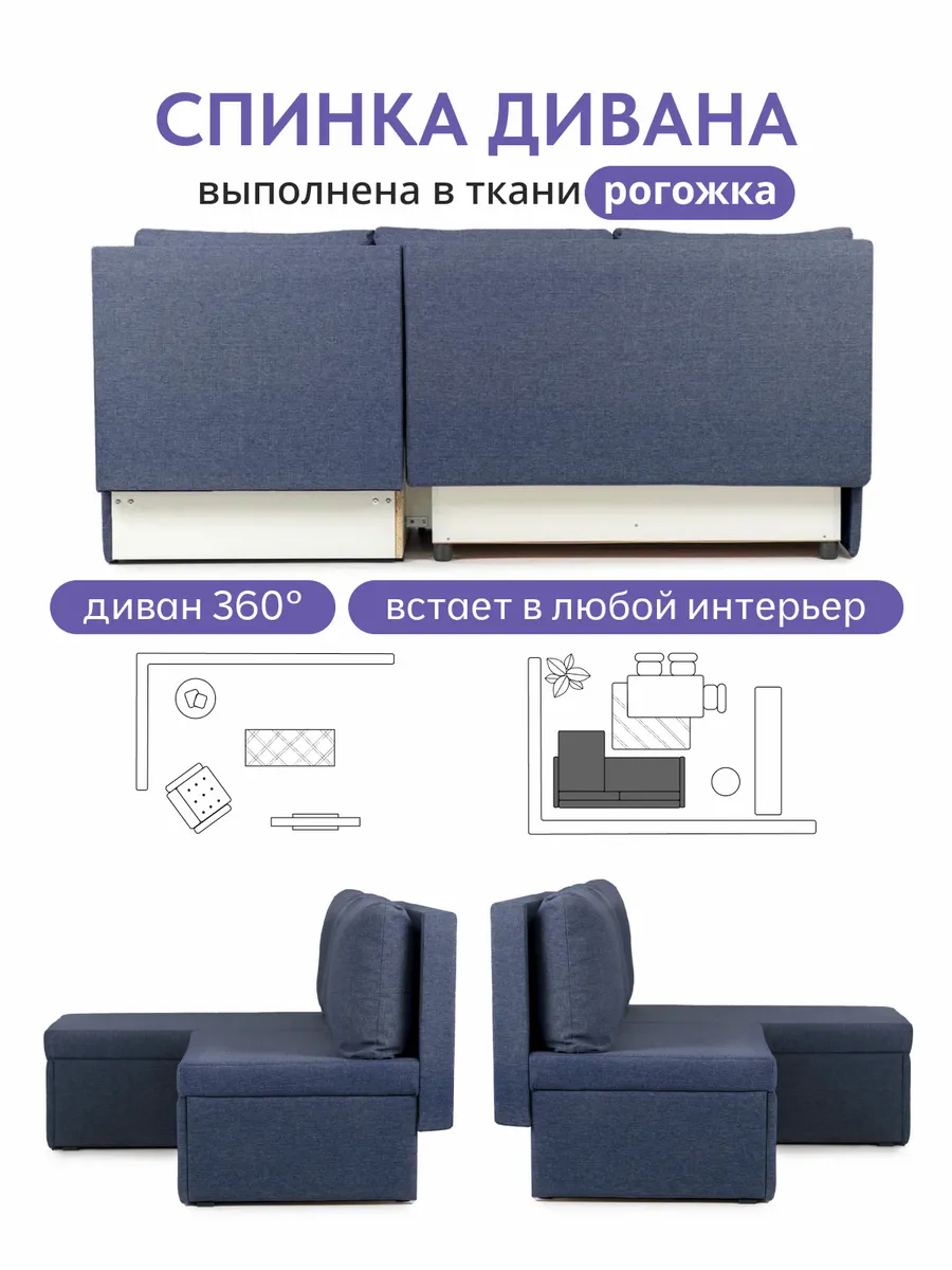 Угловой Крит синий рогожка 77400646 - миниатюра 8