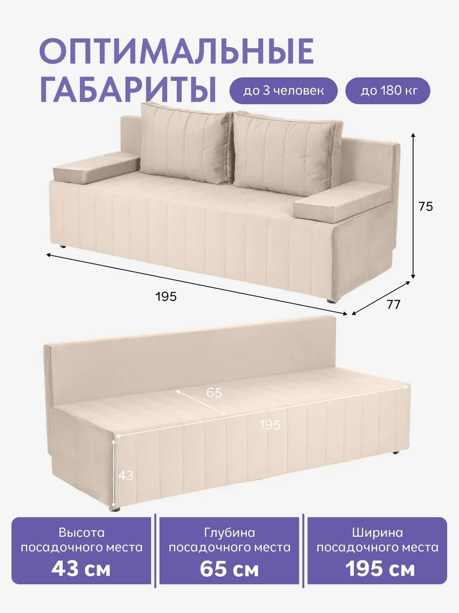 Турин Плюс бежевый велюр 77400743 - миниатюра 2