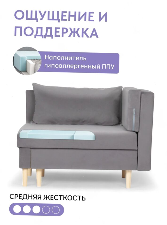 Кушетка Мария, Мария Лайт серый велюр 77400859 - миниатюра 5