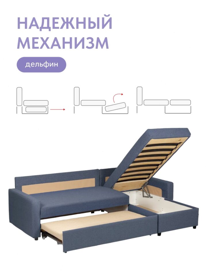 Угловой Торонто синяя рогожка 77400862 - миниатюра 6