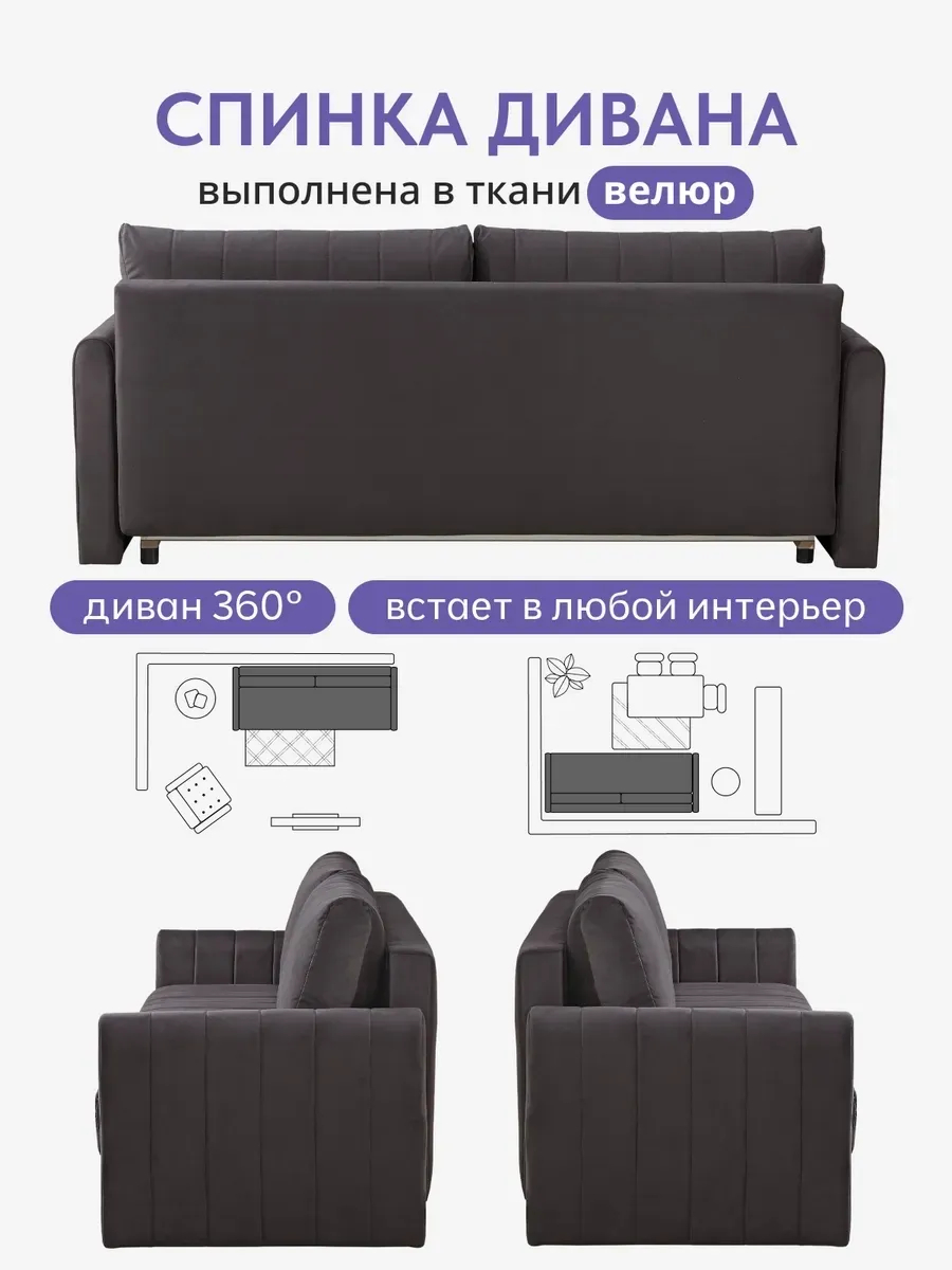 Гонконг темно-серый велюр vita062 77400912 - миниатюра 8