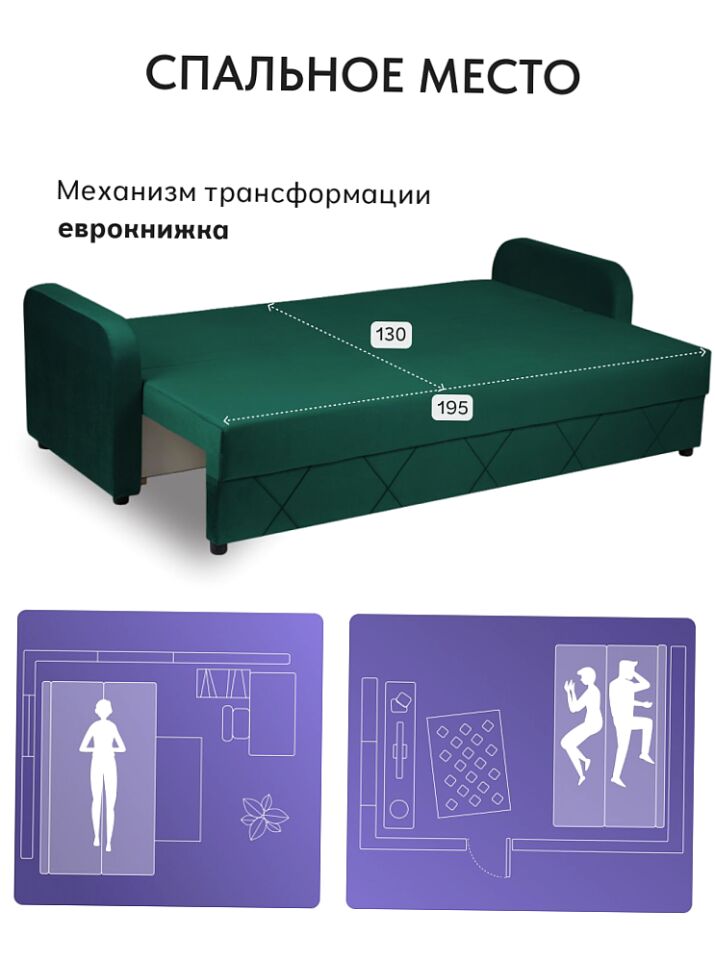 Честер зеленый велюр 77400919 - миниатюра 3