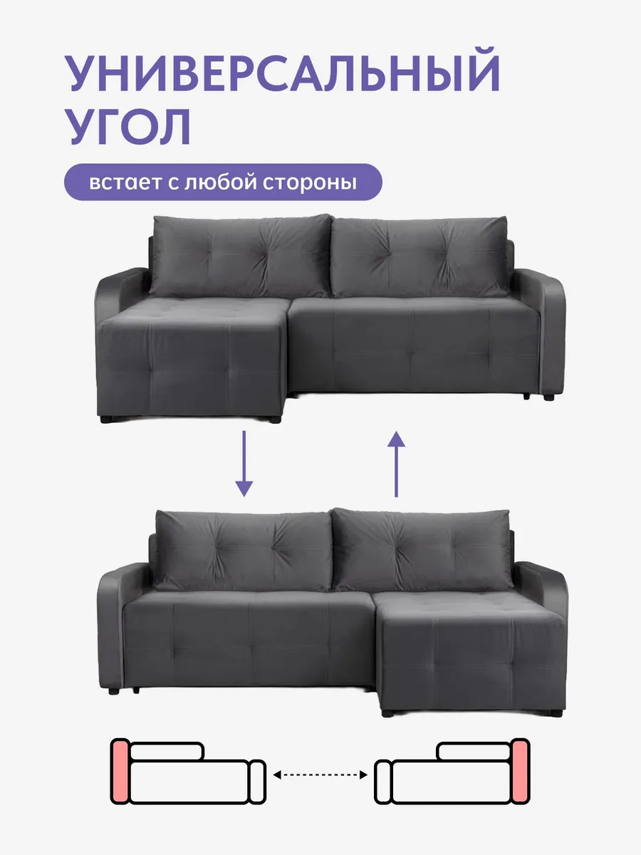 Угловой Ноттингем Ноттингем 03 серый велюр Velutto lux 32 77400966 - миниатюра 9