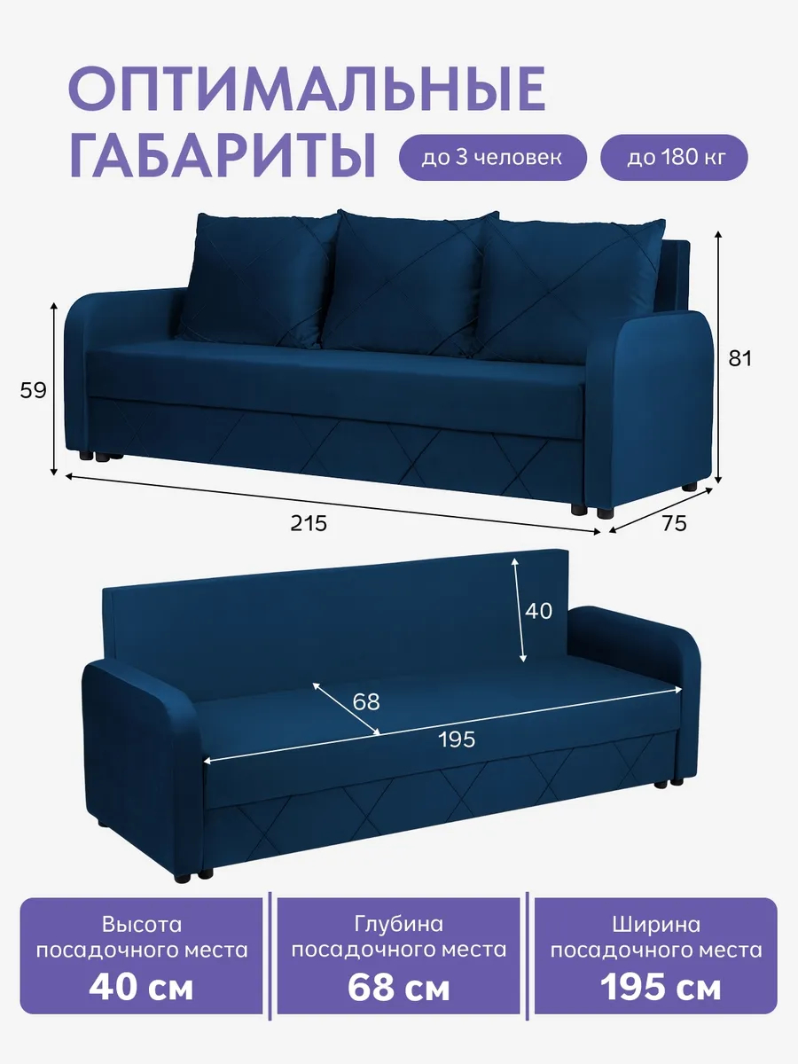 Честер синий велюр 77400980 - миниатюра 2