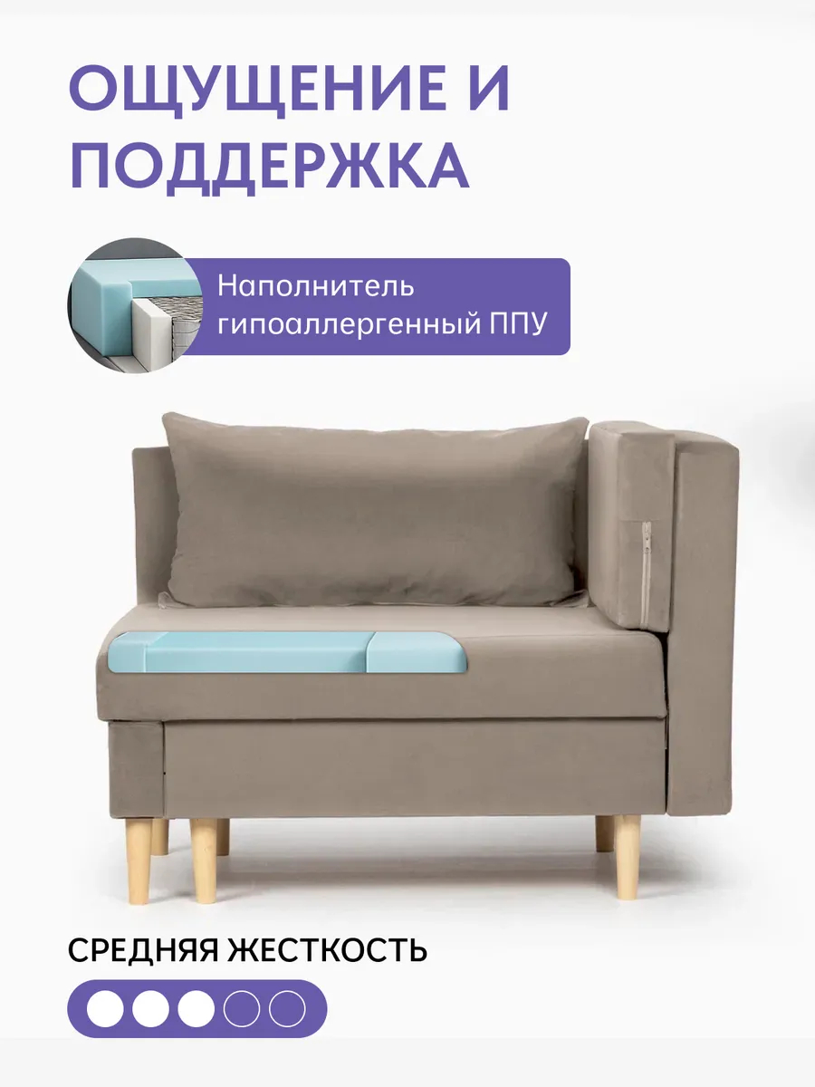 Кушетка Мария, Мария Лайт бежевый велюр 77401047 - миниатюра 5