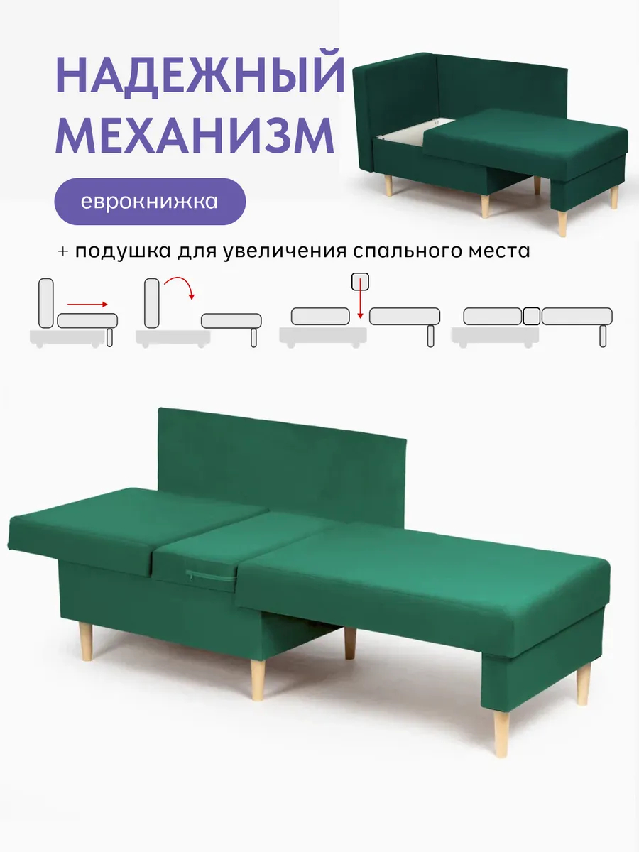 Кушетка Мария, Мария Лайт зеленый велюр 77401048 - миниатюра 3