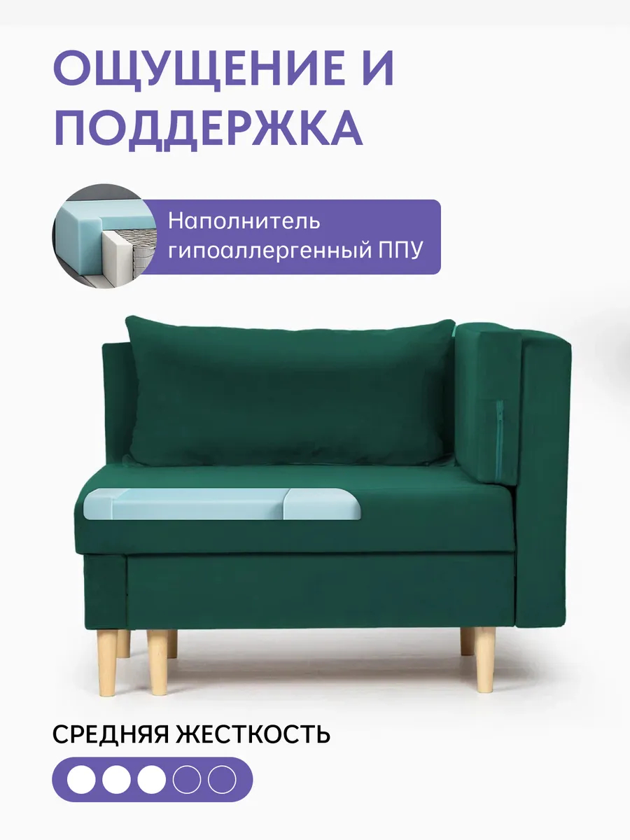 Кушетка Мария, Мария Лайт зеленый велюр 77401048 - миниатюра 5