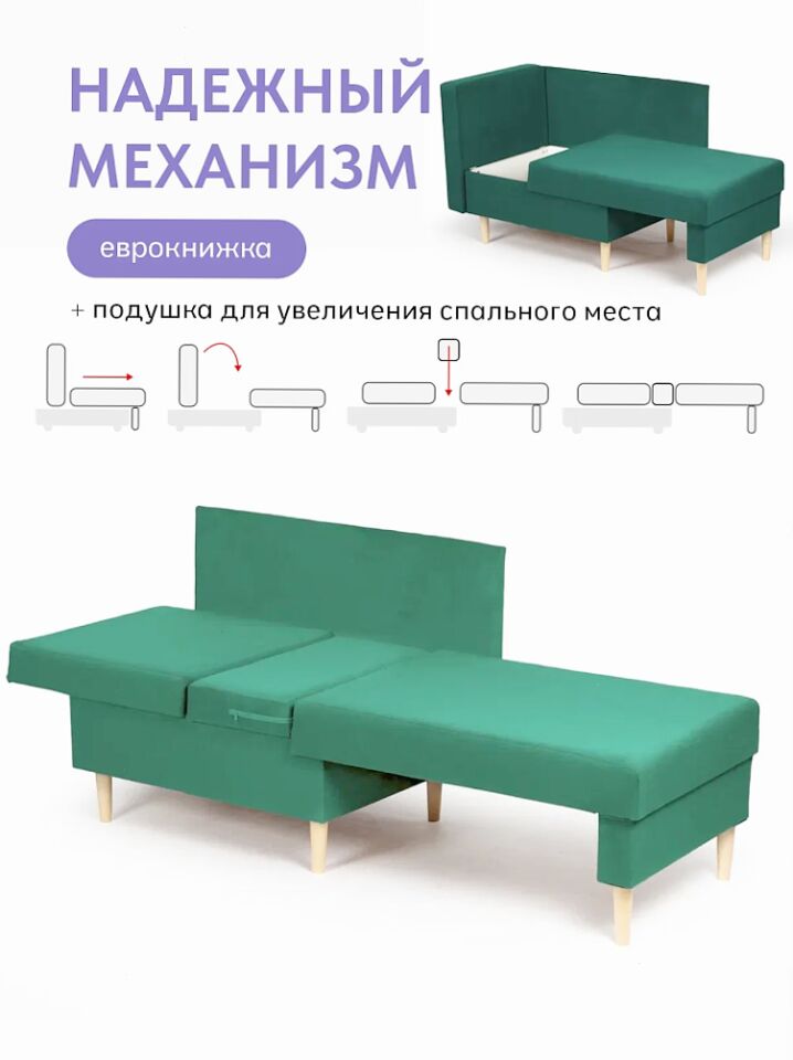 Кушетка Мария, Мария Лайт зеленый велюр 77401048 - миниатюра 5