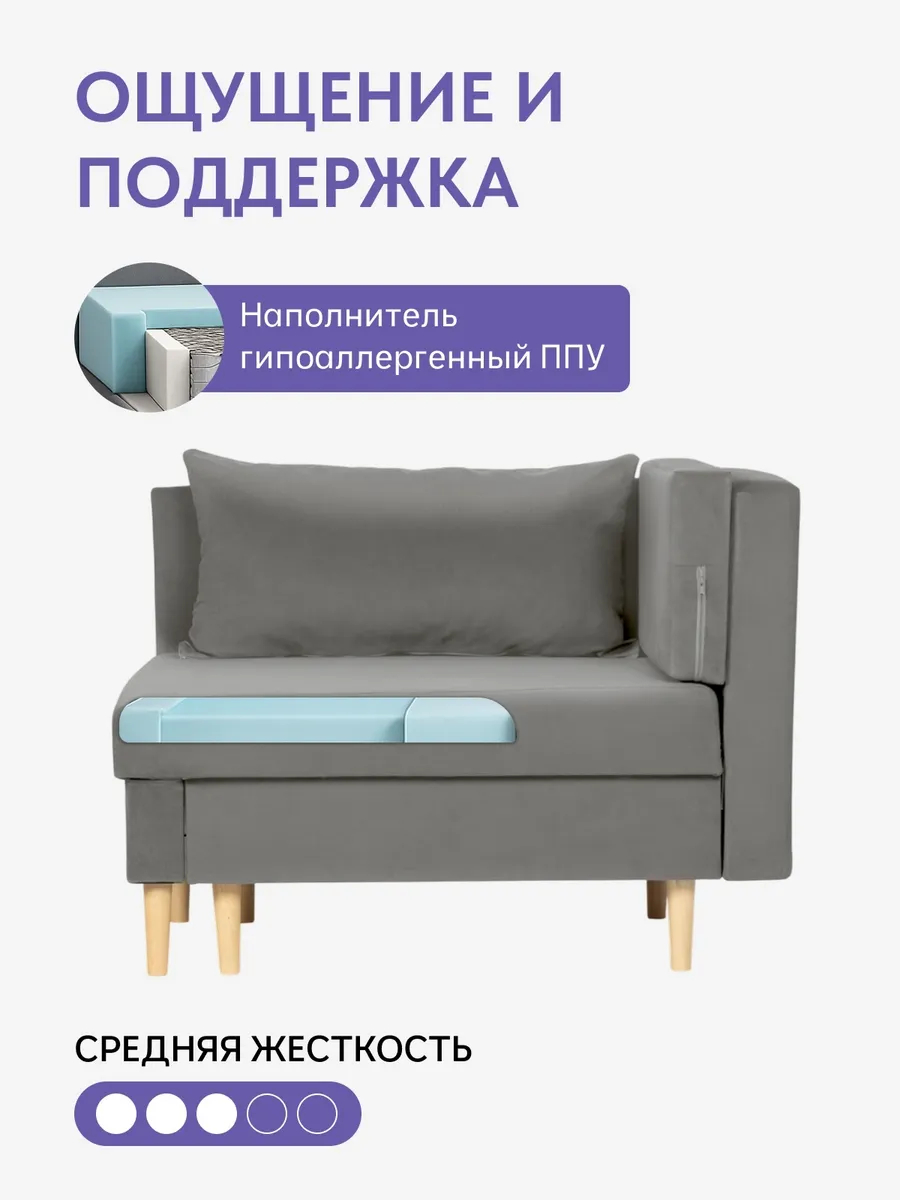 Кушетка Мария, Мария Лайт светло-серый велюр 77401082 - миниатюра 5