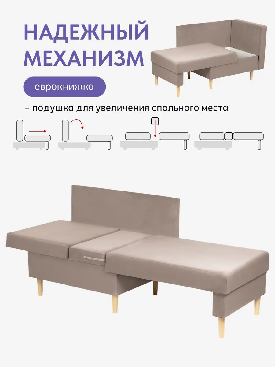 Кушетка Мария, Мария Лайт серо-розовый велюр 77401083 - миниатюра 3