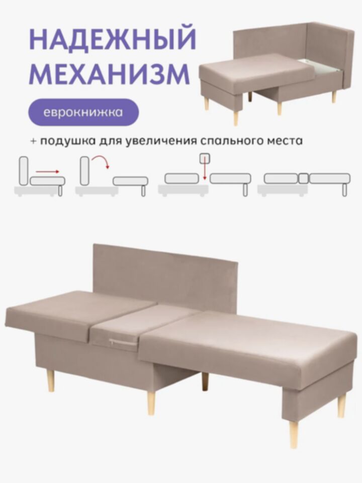 Кушетка Мария, Мария Лайт серо-розовый велюр 77401083 - миниатюра 5