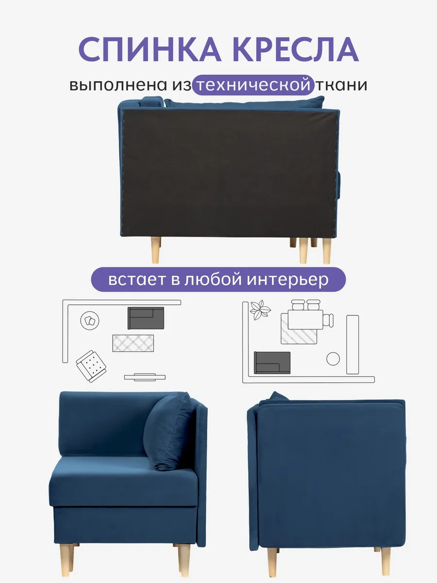 Кушетка Мария, Мария Лайт синий велюр 77401084 - миниатюра 7