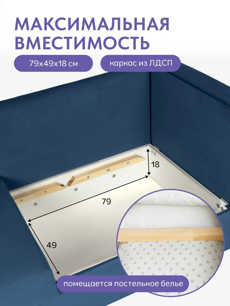 Кушетка Мария, Мария Лайт синий велюр 77401084 - миниатюра 9