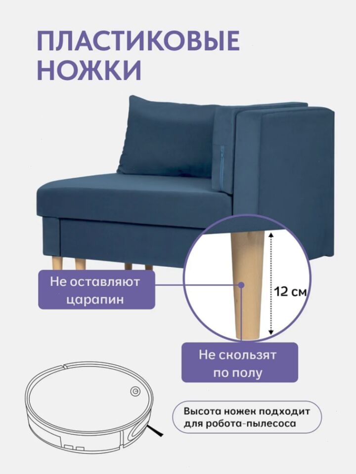 Кушетка Мария, Мария Лайт синий велюр 77401084 - миниатюра 8