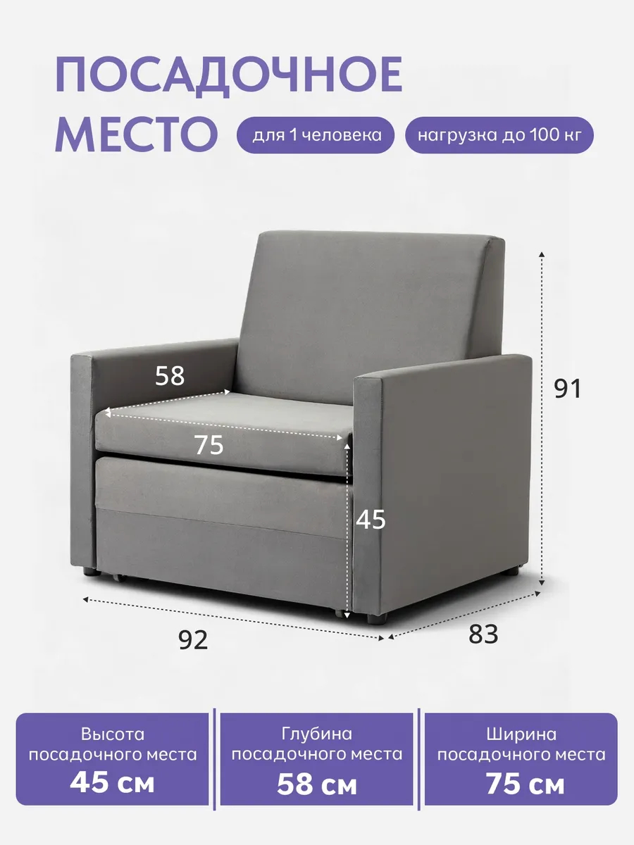 Виктория 750 мм т-серый велюр 77000207 - миниатюра 2