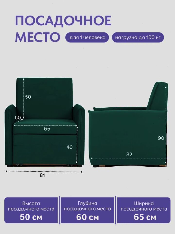 Виктория 650 мм зеленый велюр 77400998 - миниатюра 2