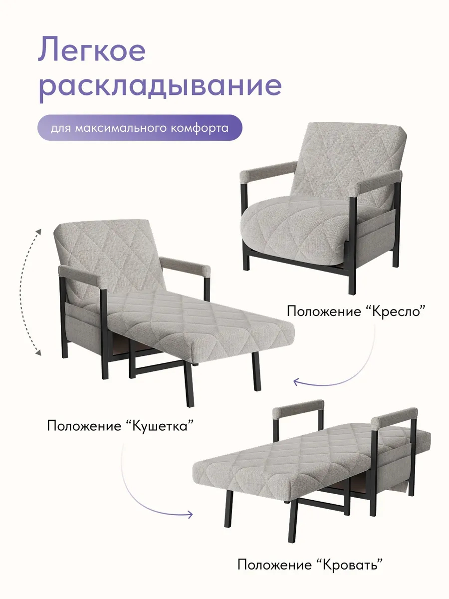 Кресло-кровать "Акробат" мокко (модерно 11) чёрный каркас - миниатюра 3