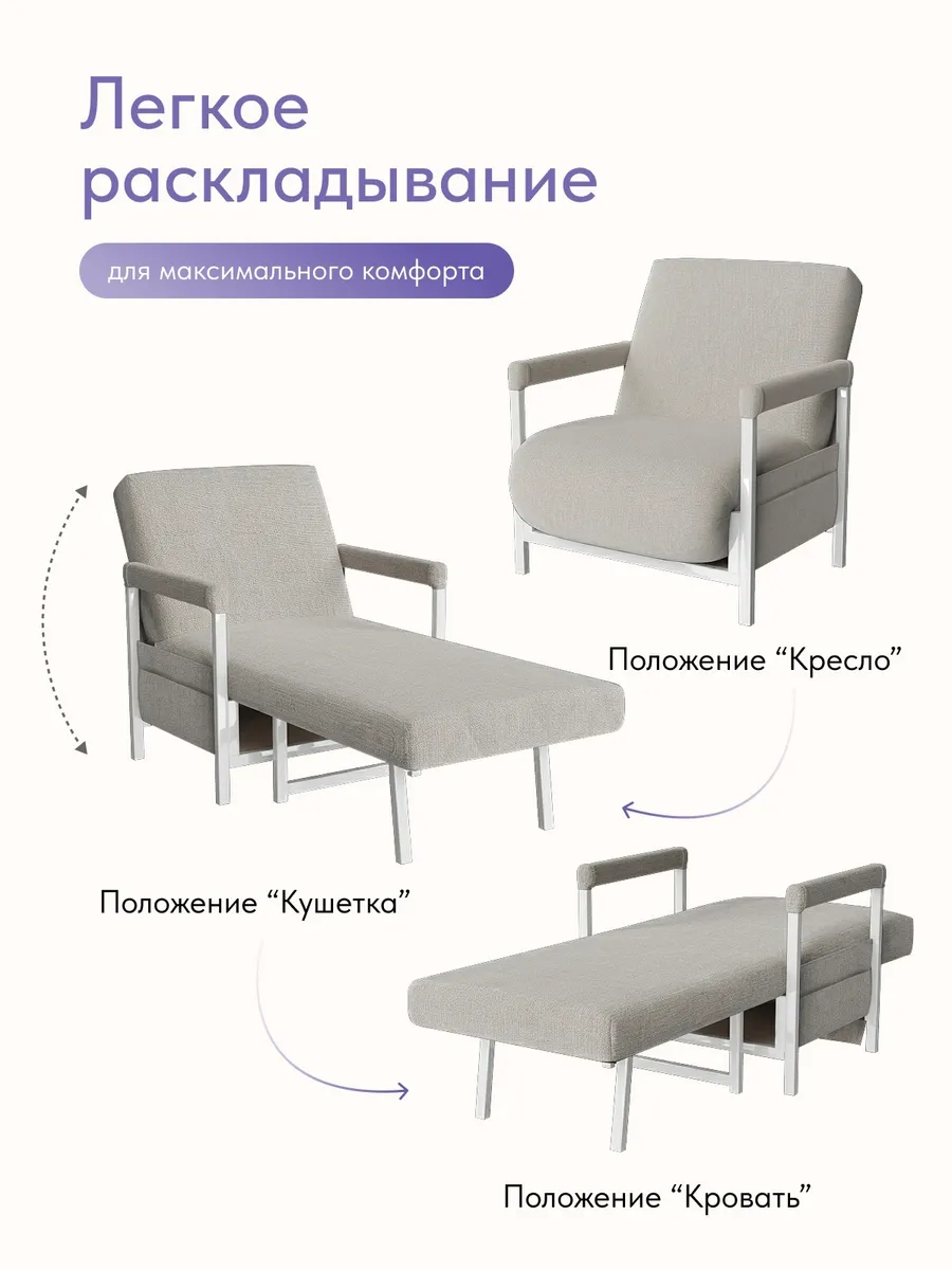 Кресло-кровать "Акробат Лайт" мокко (модерно 11) белый каркас - миниатюра 3