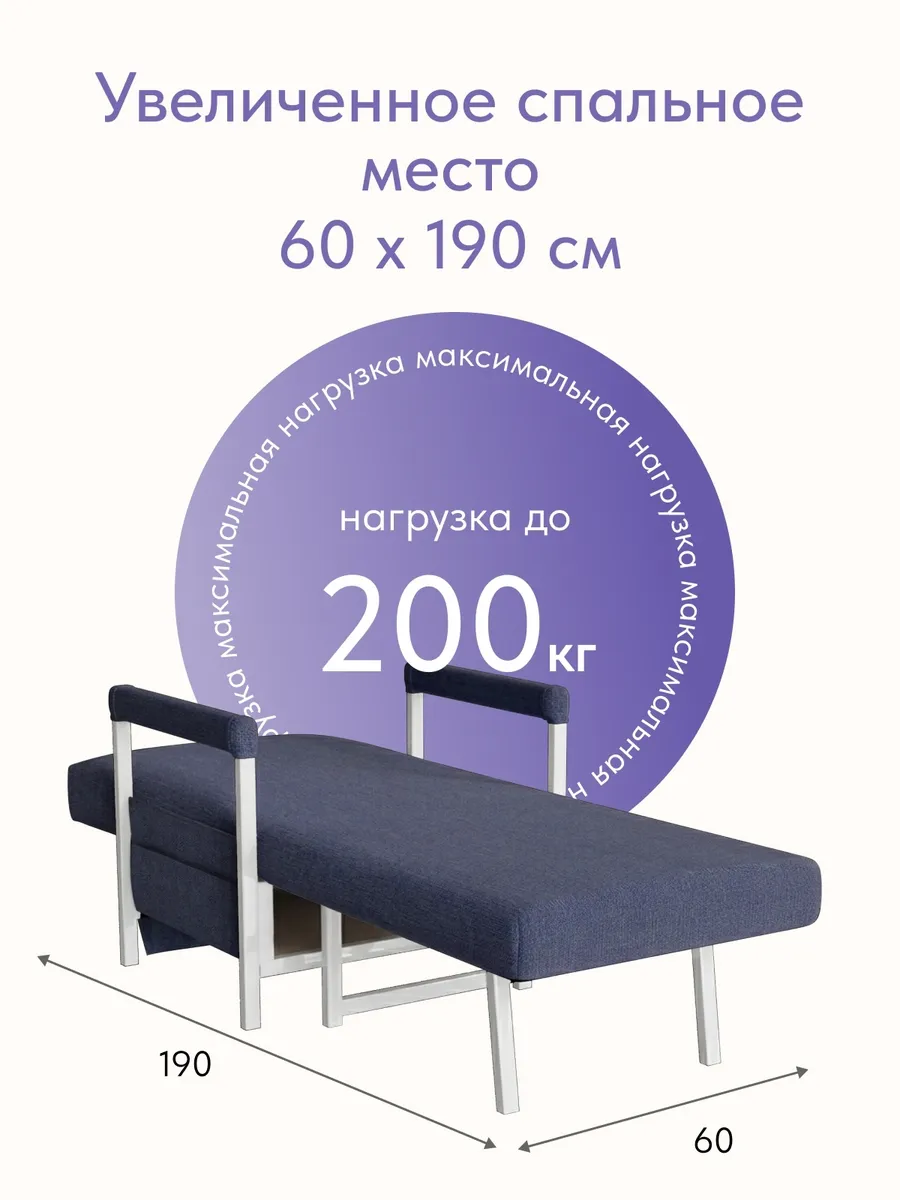 Кресло-кровать "Акробат Лайт" синяя рогожка (модерно 05) белый каркас - миниатюра 4