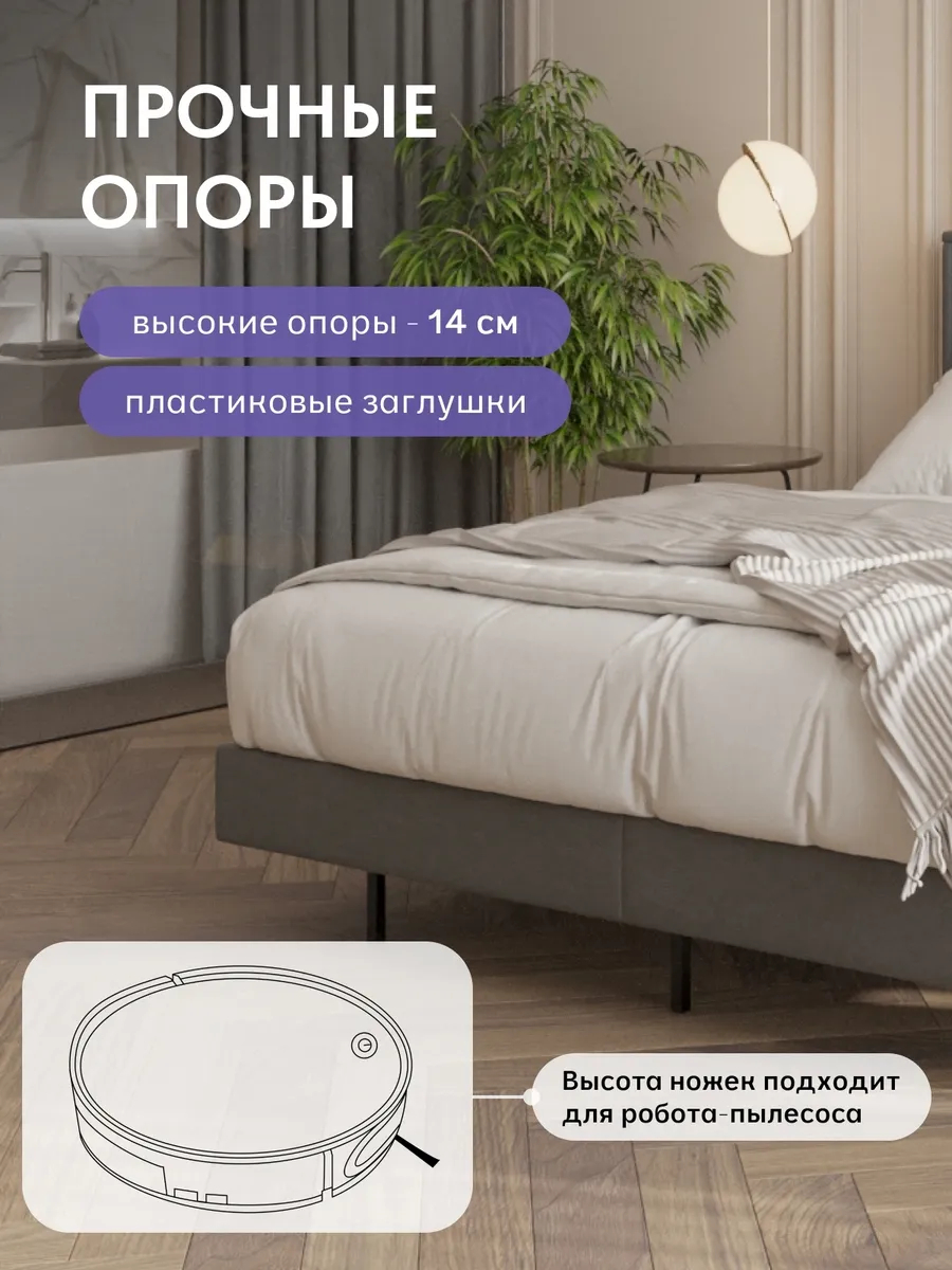 Сонна-160 серый велюр 77400423 - миниатюра 5