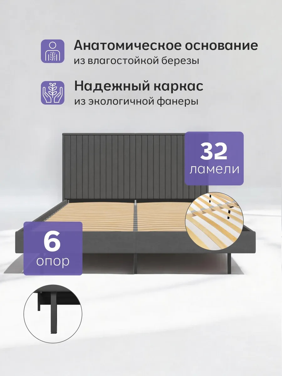 Сонна-140 серый велюр 77400447 - миниатюра 3