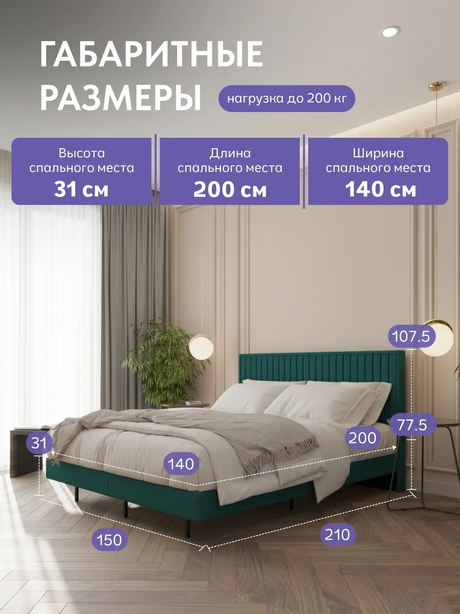 Сонна-140 изумрудный (зеленый) велюр 77400455 - миниатюра 2