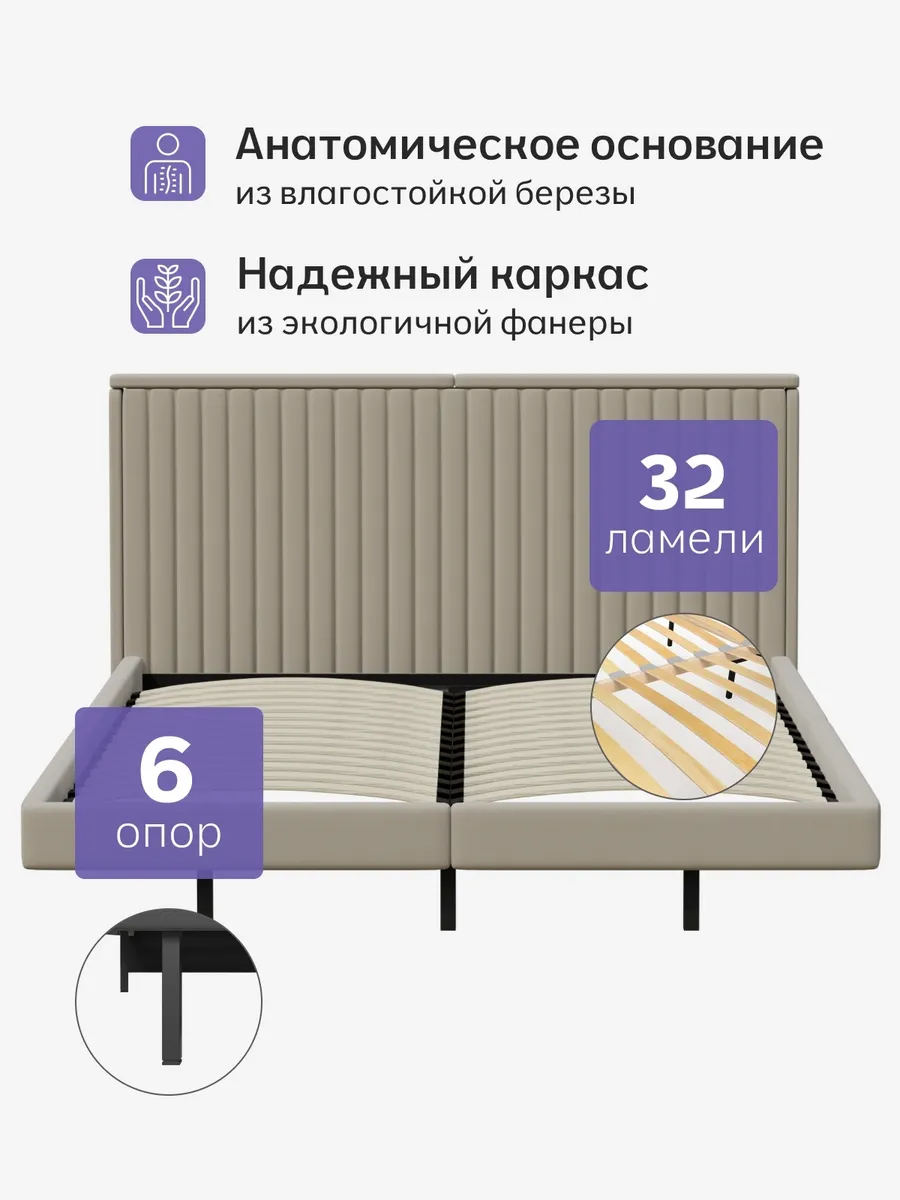 Сонна-140 бежевый велюр 77400463 - миниатюра 3