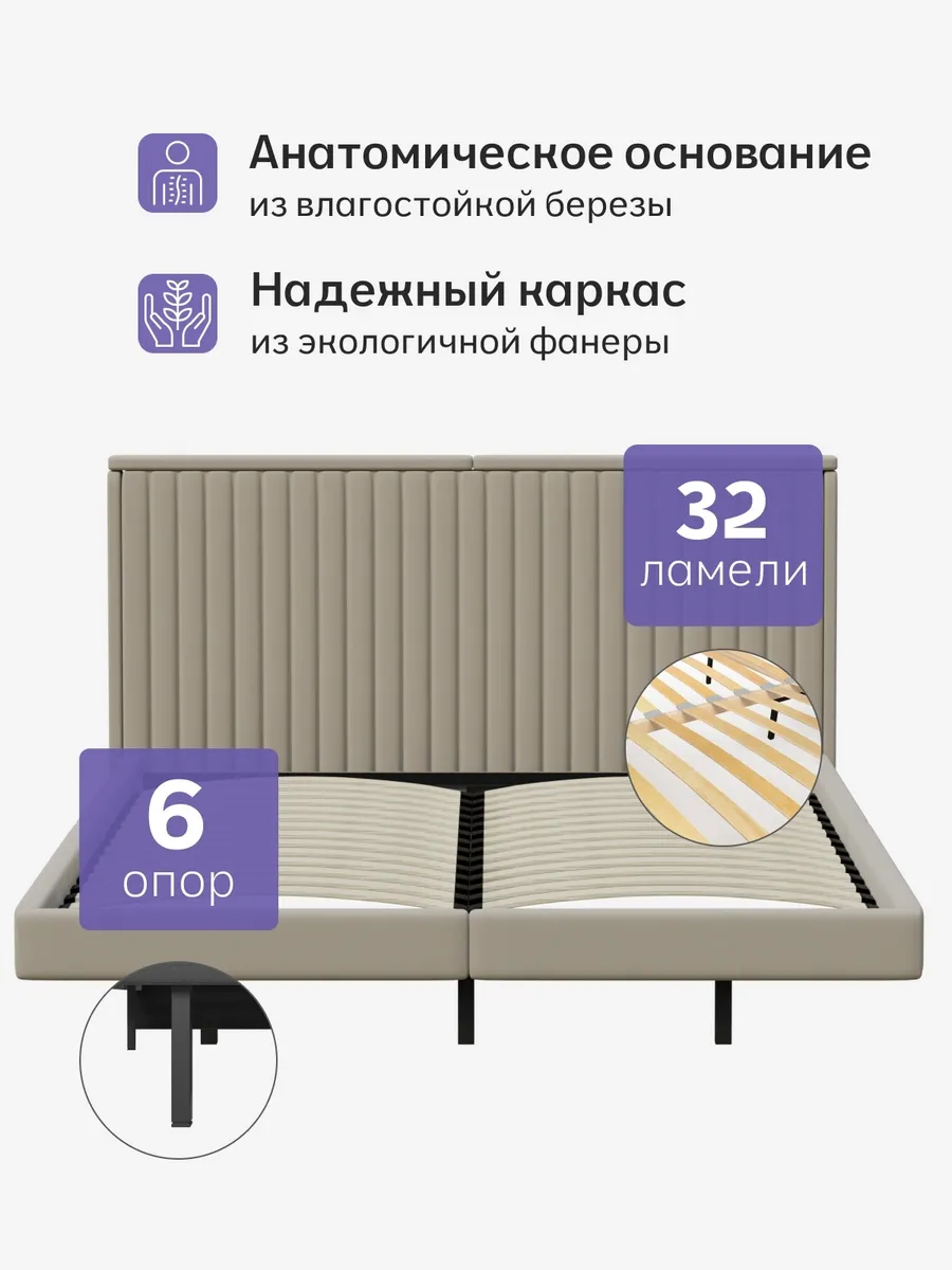 Сонна-160 бежевый велюр 77400464 - миниатюра 3