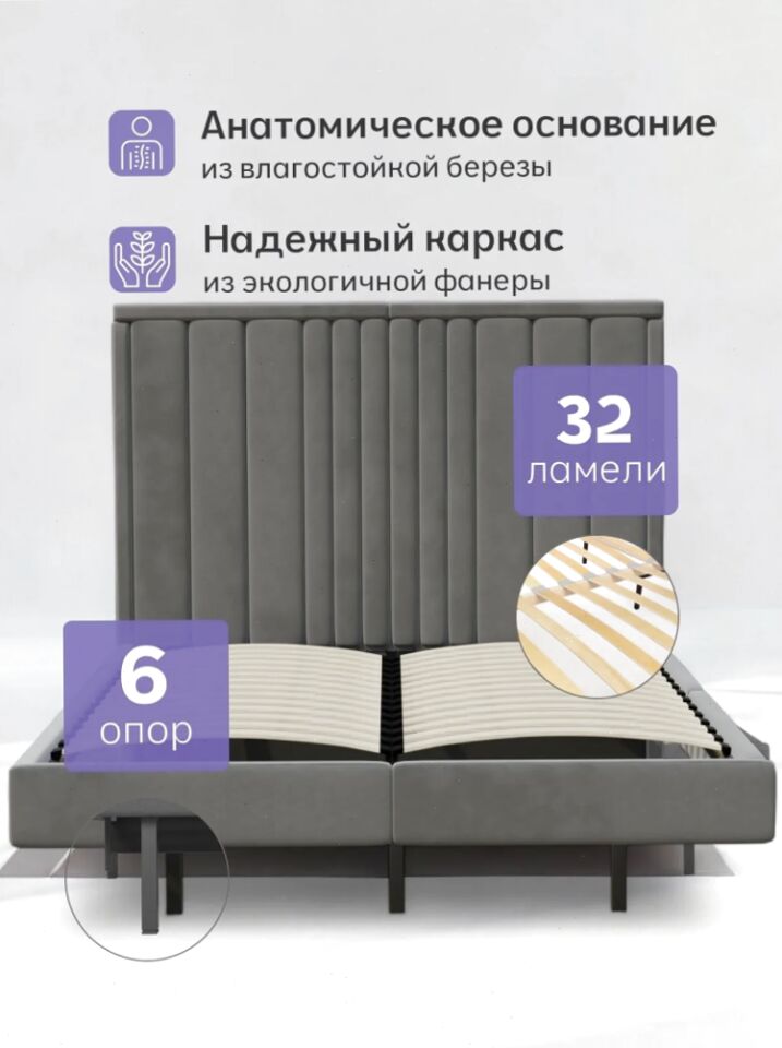 Сенна-160 серый велюр 77400849 - миниатюра 5