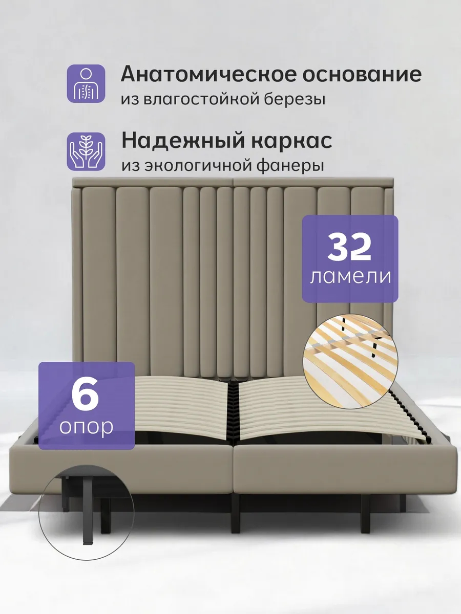 Сенна-140 бежевый велюр 77400852 - миниатюра 3