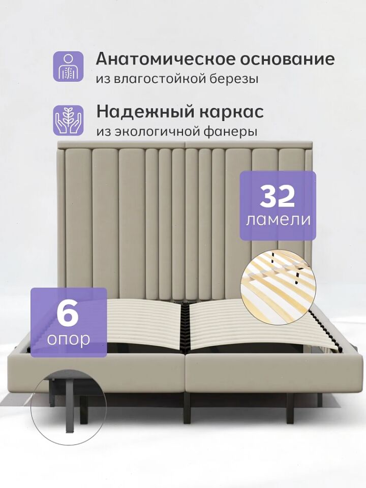 Сенна-140 бежевый велюр 77400852 - миниатюра 3