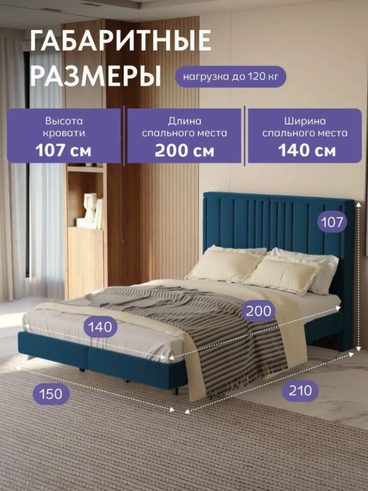 Сенна-140 синий велюр 77400949 - миниатюра 2