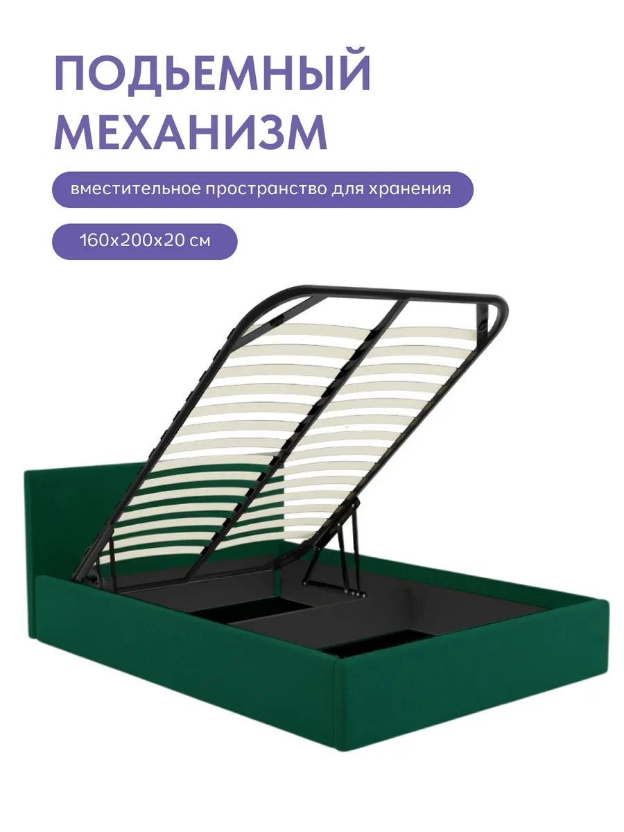 Кровать "Парма" 160х200  изумрудный велюр - миниатюра 4