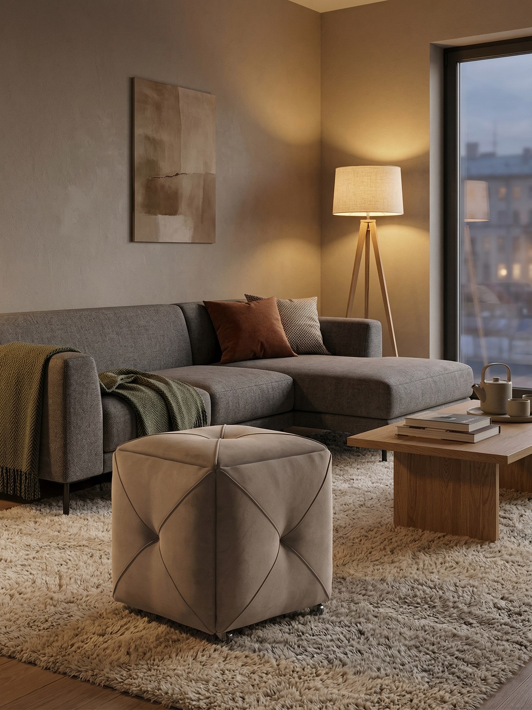 Пуф в современном интерьере