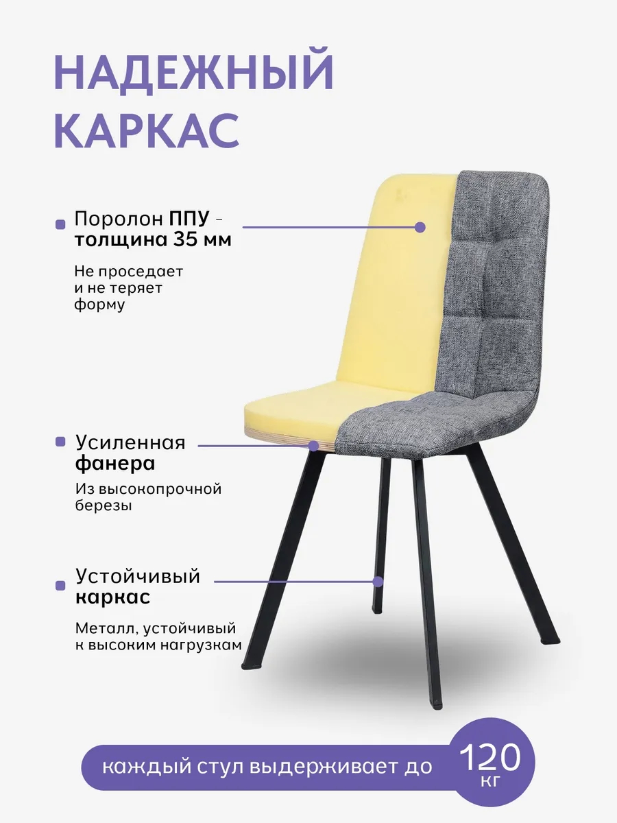 Комплект стульев Трон Лайт 2 4шт серый рогожка 77400001 - миниатюра 3