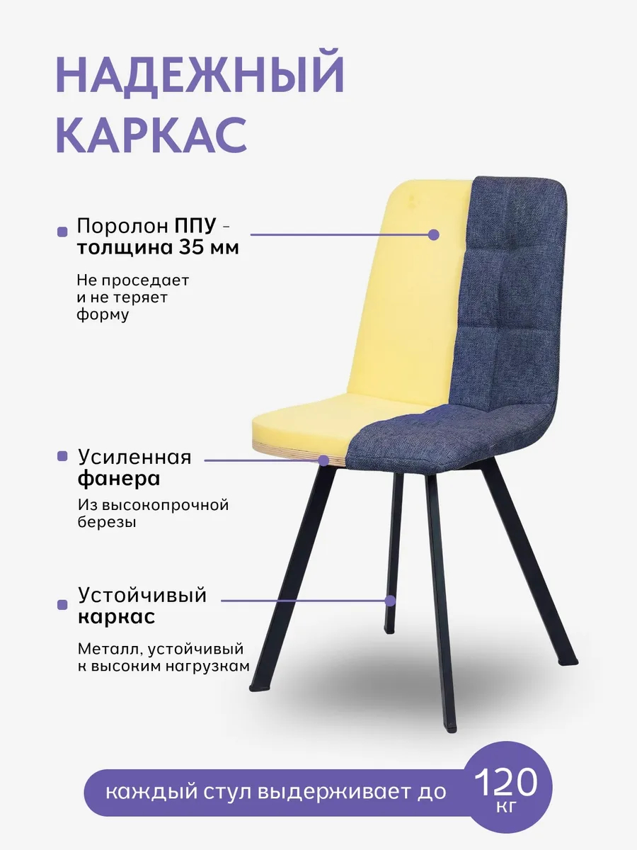 Комплект стульев Трон Лайт 2 4шт синий рогожка 77400004 - миниатюра 3