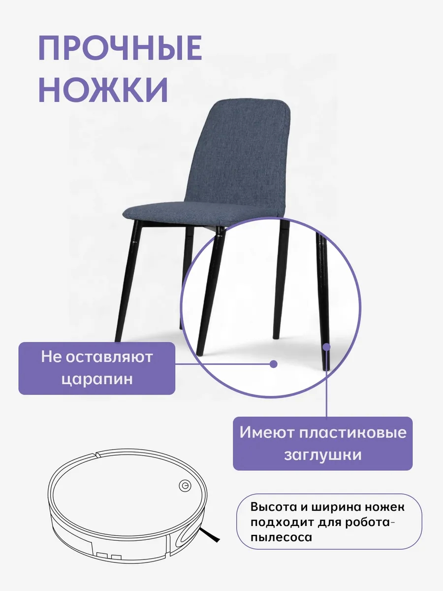 Комплект стульев Чили 2шт синяя рогожка 77400698 - миниатюра 5